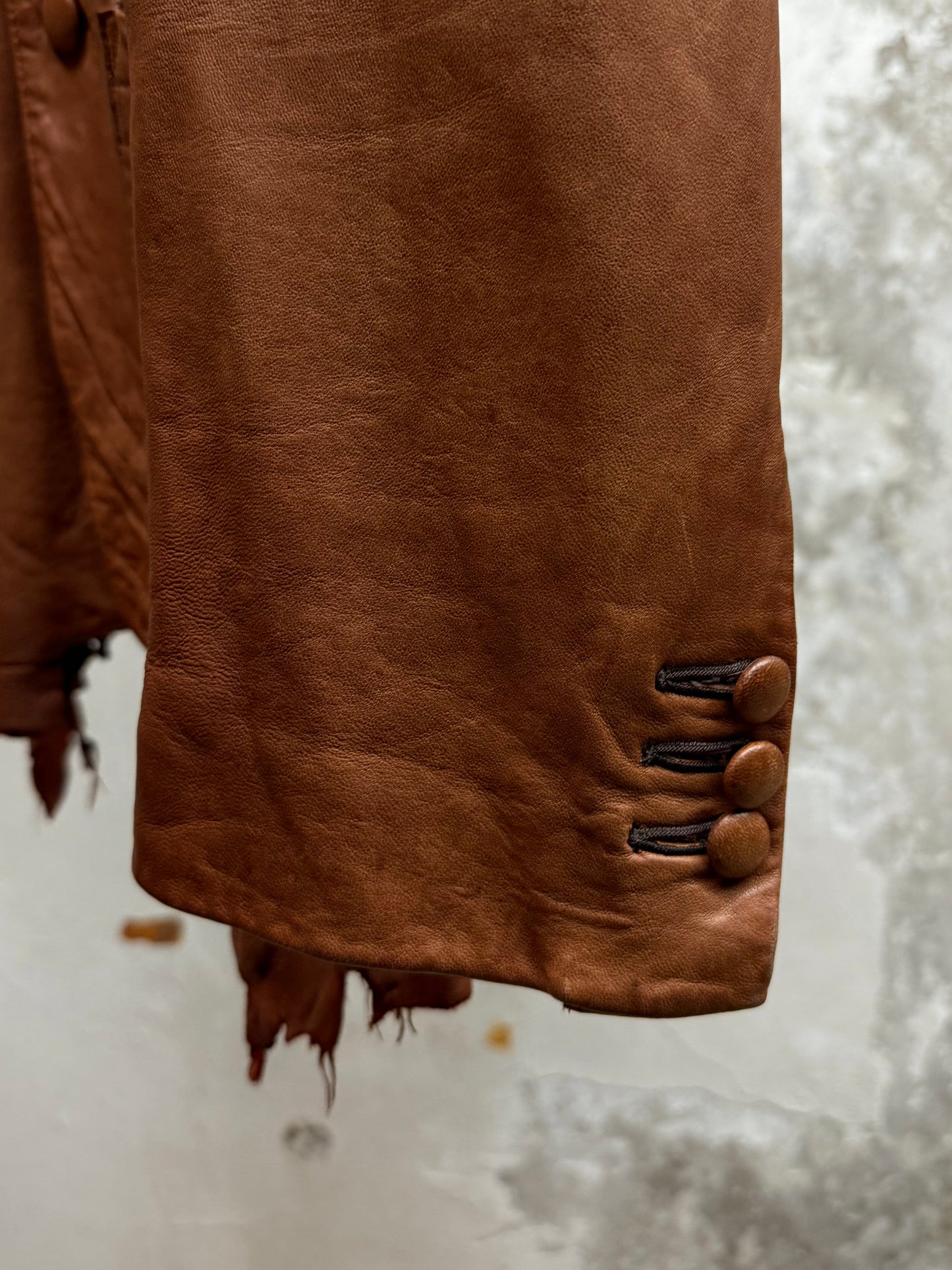 MiharaYasuhiro AW02 Over-dyed Distressed Sheepskin Leather Jacket