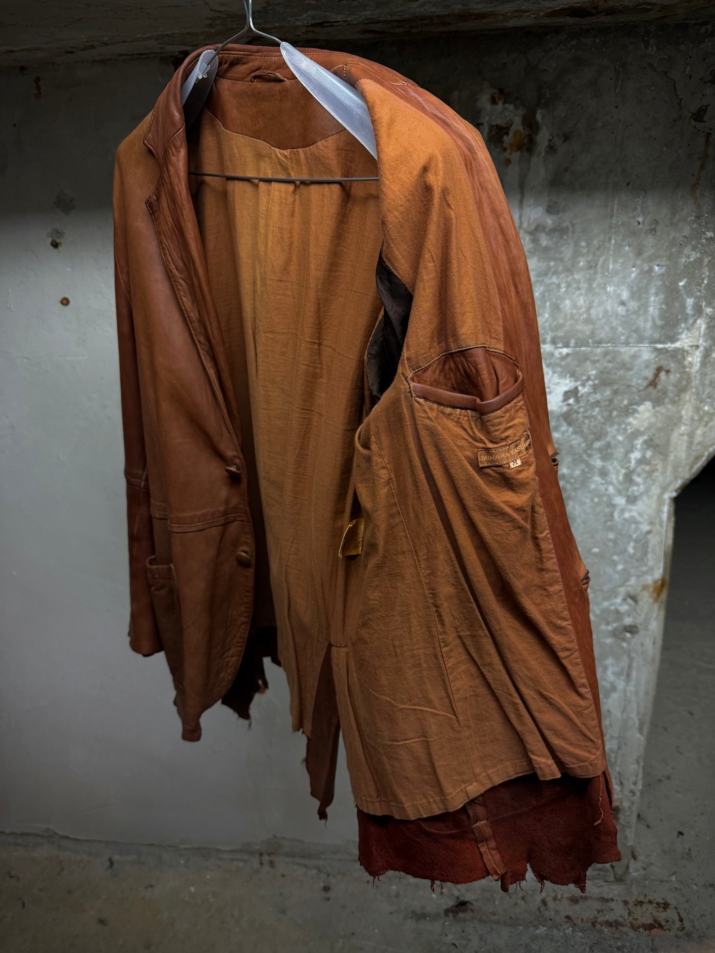 MiharaYasuhiro AW02 Over-dyed Distressed Sheepskin Leather Jacket