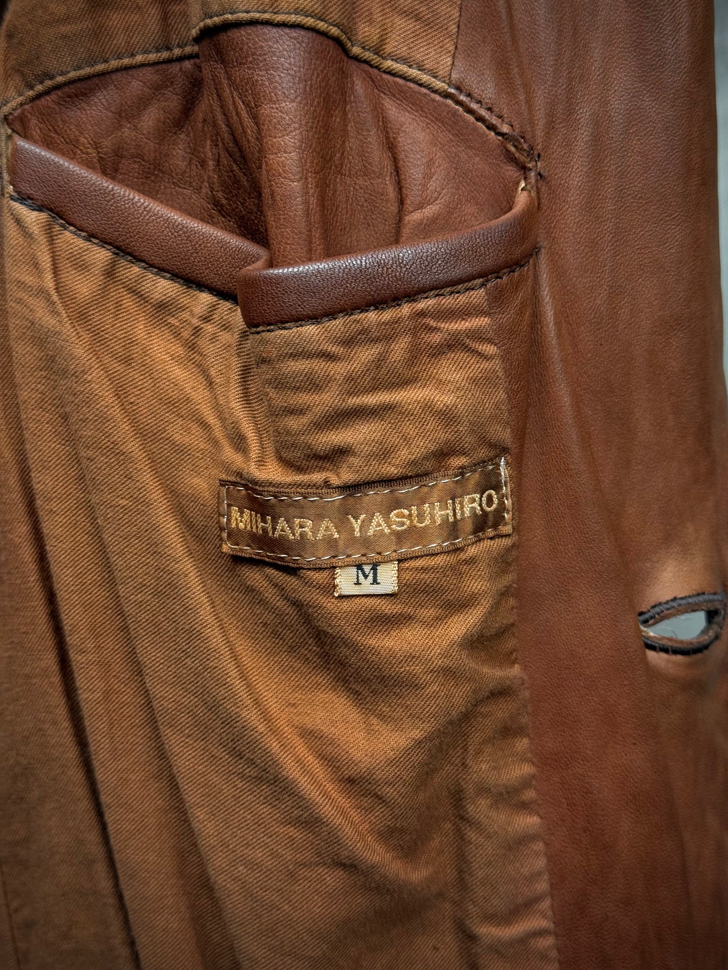 MiharaYasuhiro AW02 Over-dyed Distressed Sheepskin Leather Jacket