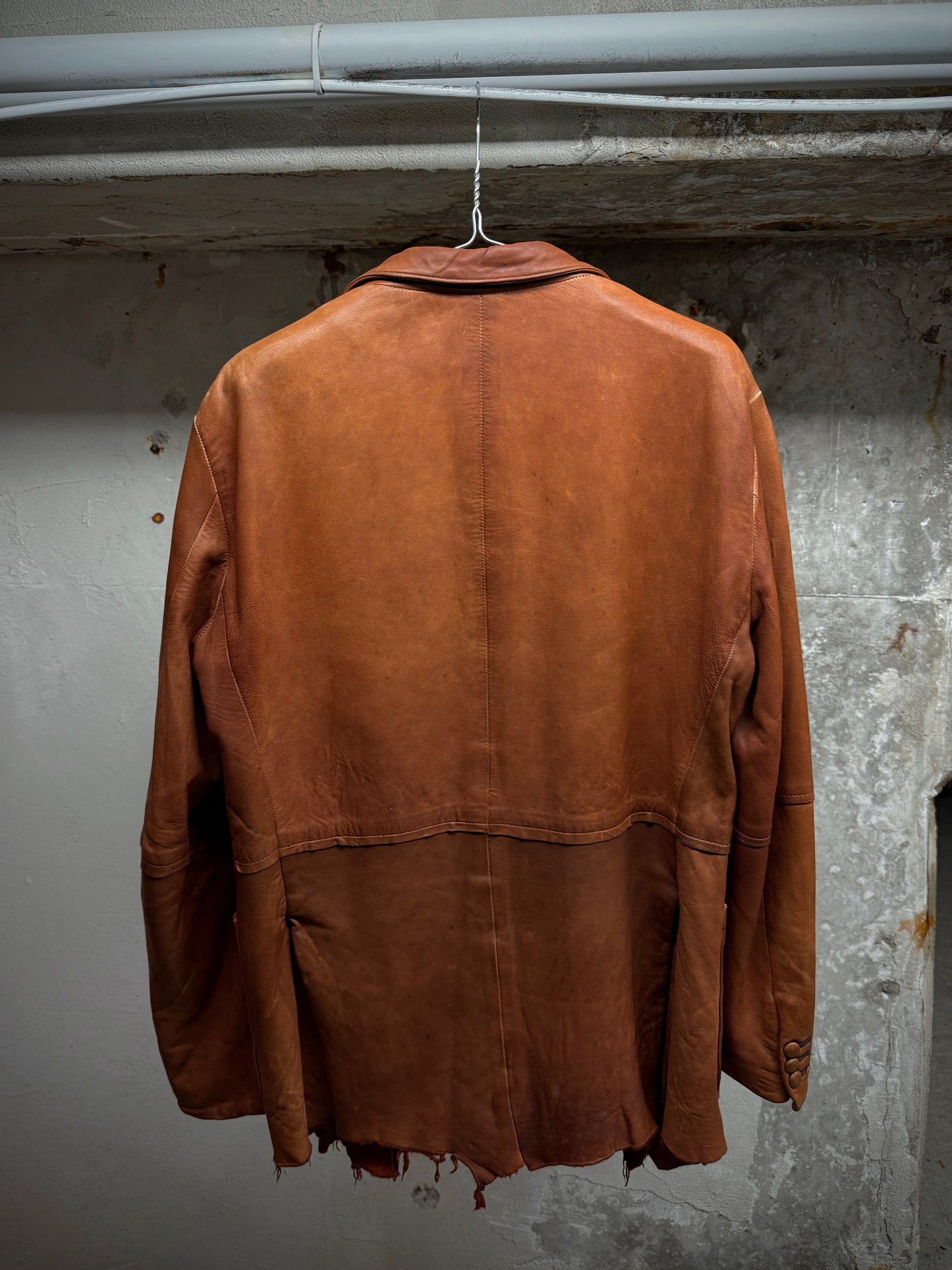 MiharaYasuhiro AW02 Over-dyed Distressed Sheepskin Leather Jacket