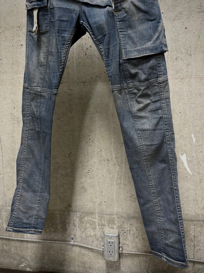 Rick Owens DRKSHDW SS19 "BABEL" HUSTLER 'Memphis Cut' Cargo Skinny Denim