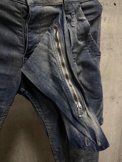 Rick Owens DRKSHDW SS19 "BABEL" HUSTLER 'Memphis Cut' Cargo Skinny Denim