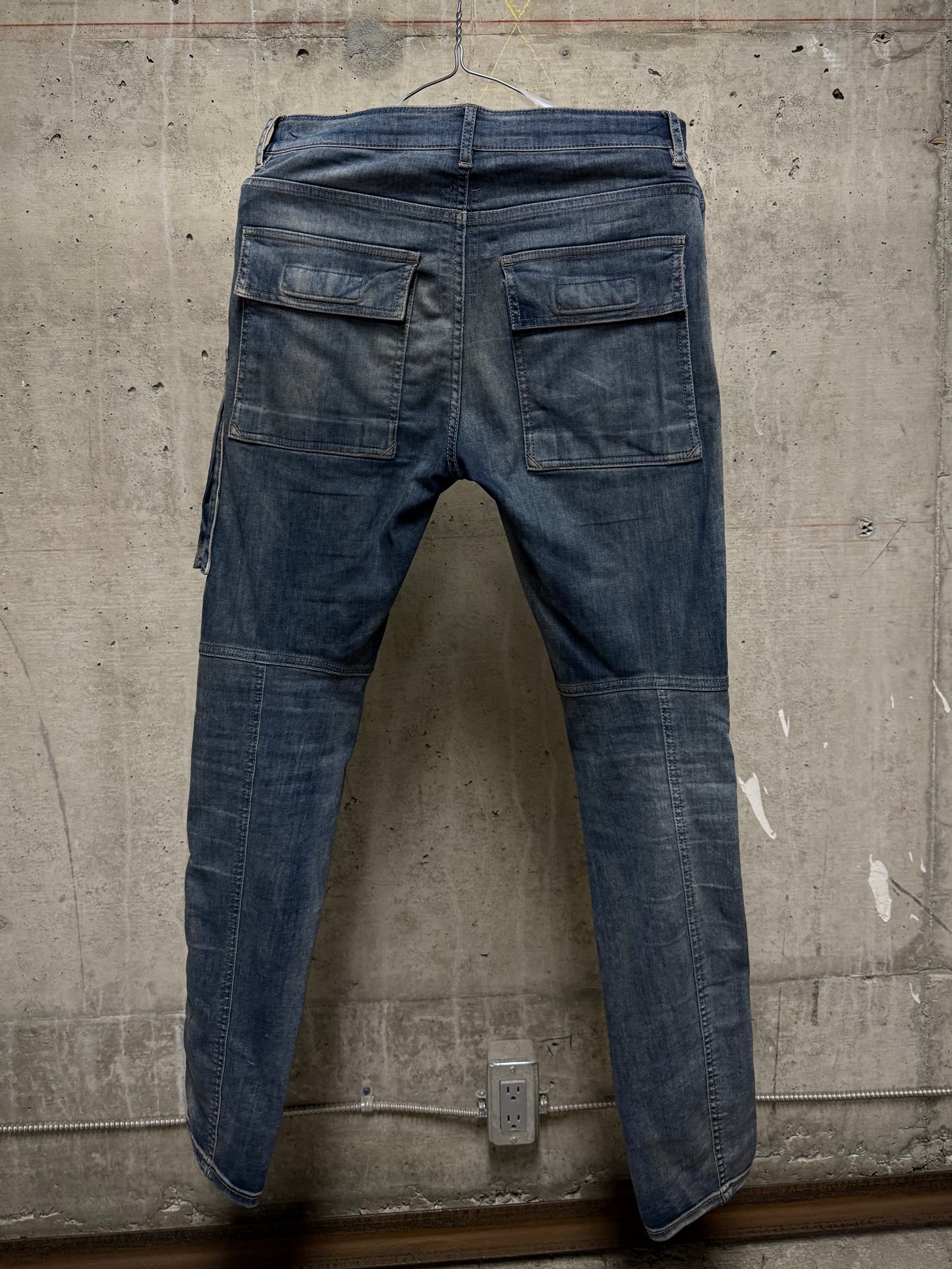 Rick Owens DRKSHDW SS19 "BABEL" HUSTLER 'Memphis Cut' Cargo Skinny Denim