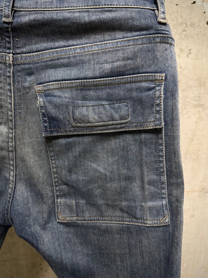 Rick Owens DRKSHDW SS19 "BABEL" HUSTLER 'Memphis Cut' Cargo Skinny Denim