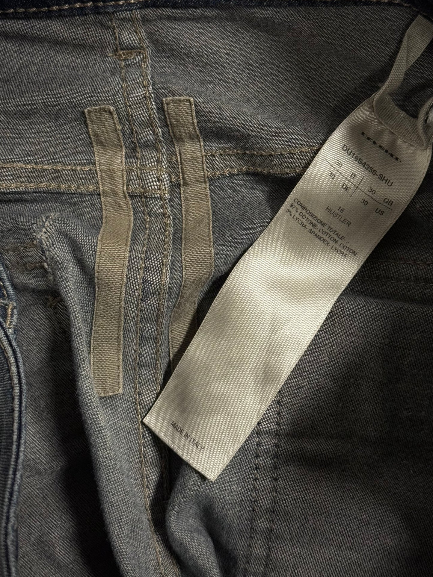 Rick Owens DRKSHDW SS19 "BABEL" HUSTLER 'Memphis Cut' Cargo Skinny Denim