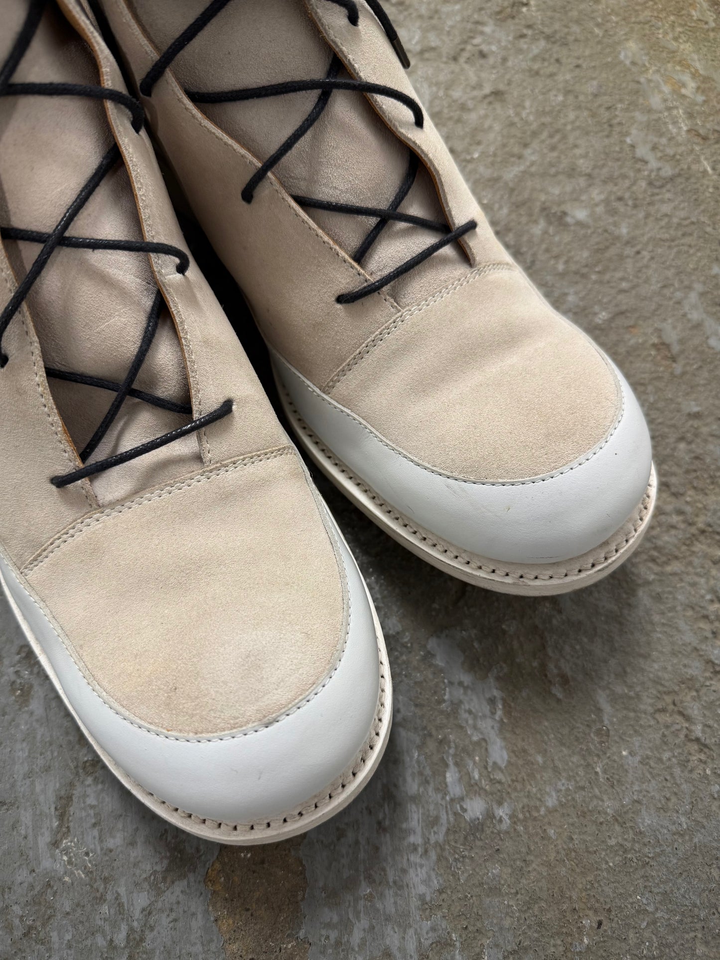 A. McDONALD SHOEMAKER x SONG FOR THE MUTE 2010s Beige Reverse Calf Leather Sneakerboot