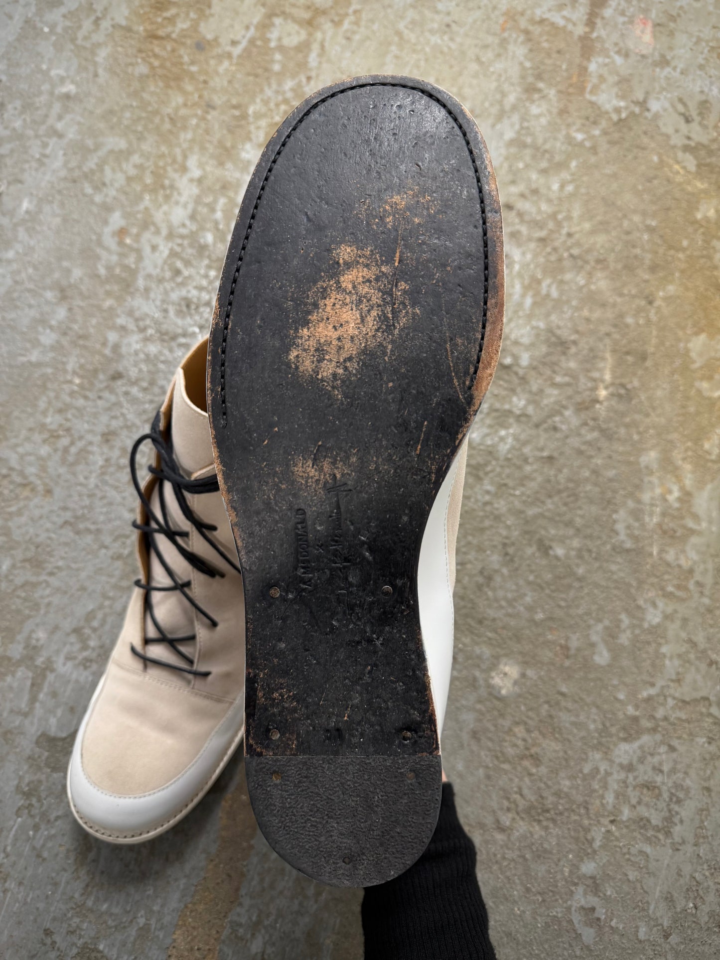 A. McDONALD SHOEMAKER x SONG FOR THE MUTE 2010s Beige Reverse Calf Leather Sneakerboot