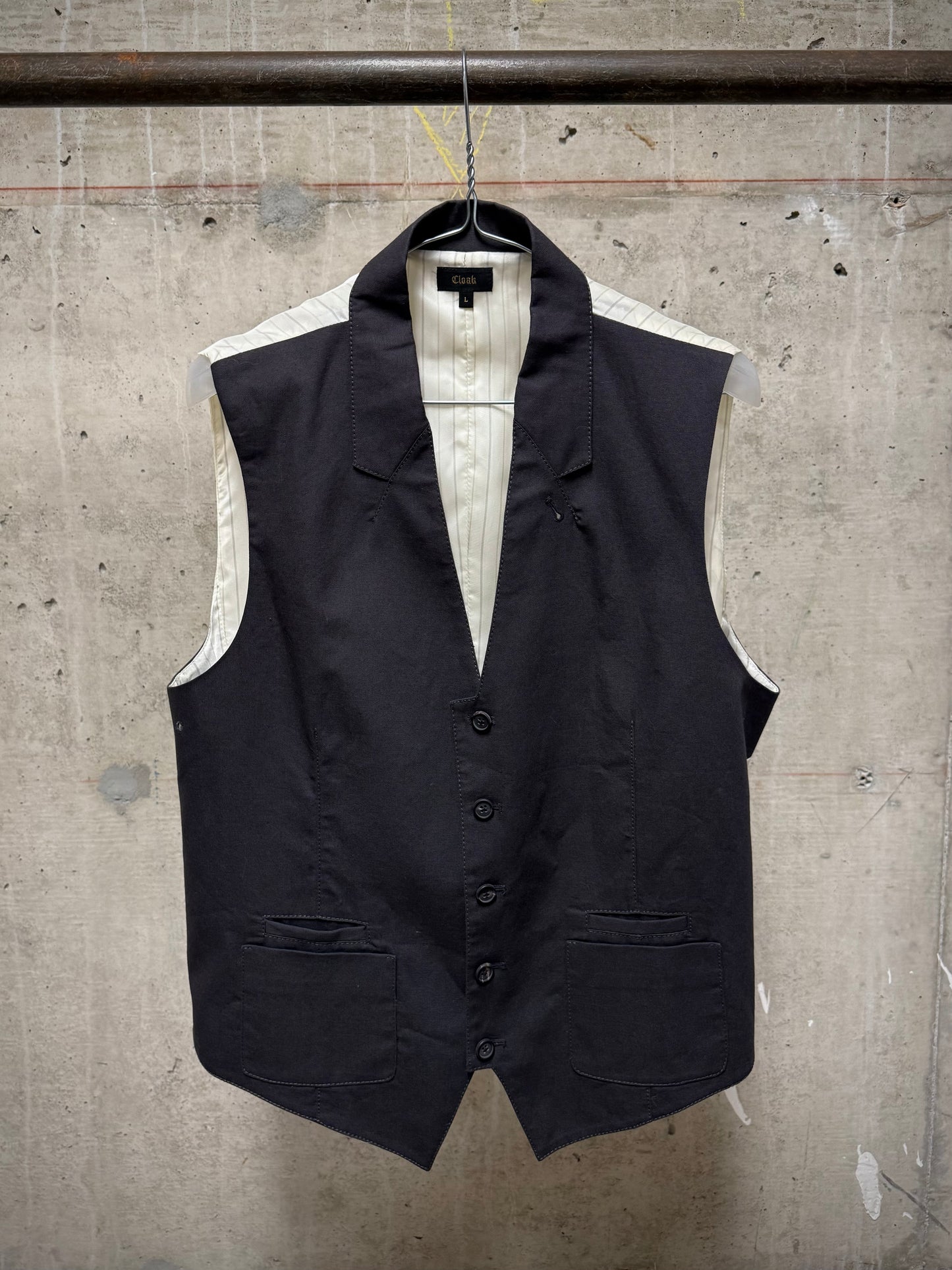 Cloak Early 00s Grey Back Corset Pinstripe Vest