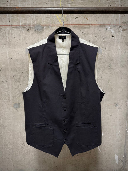 Cloak Early 00s Grey Back Corset Pinstripe Vest