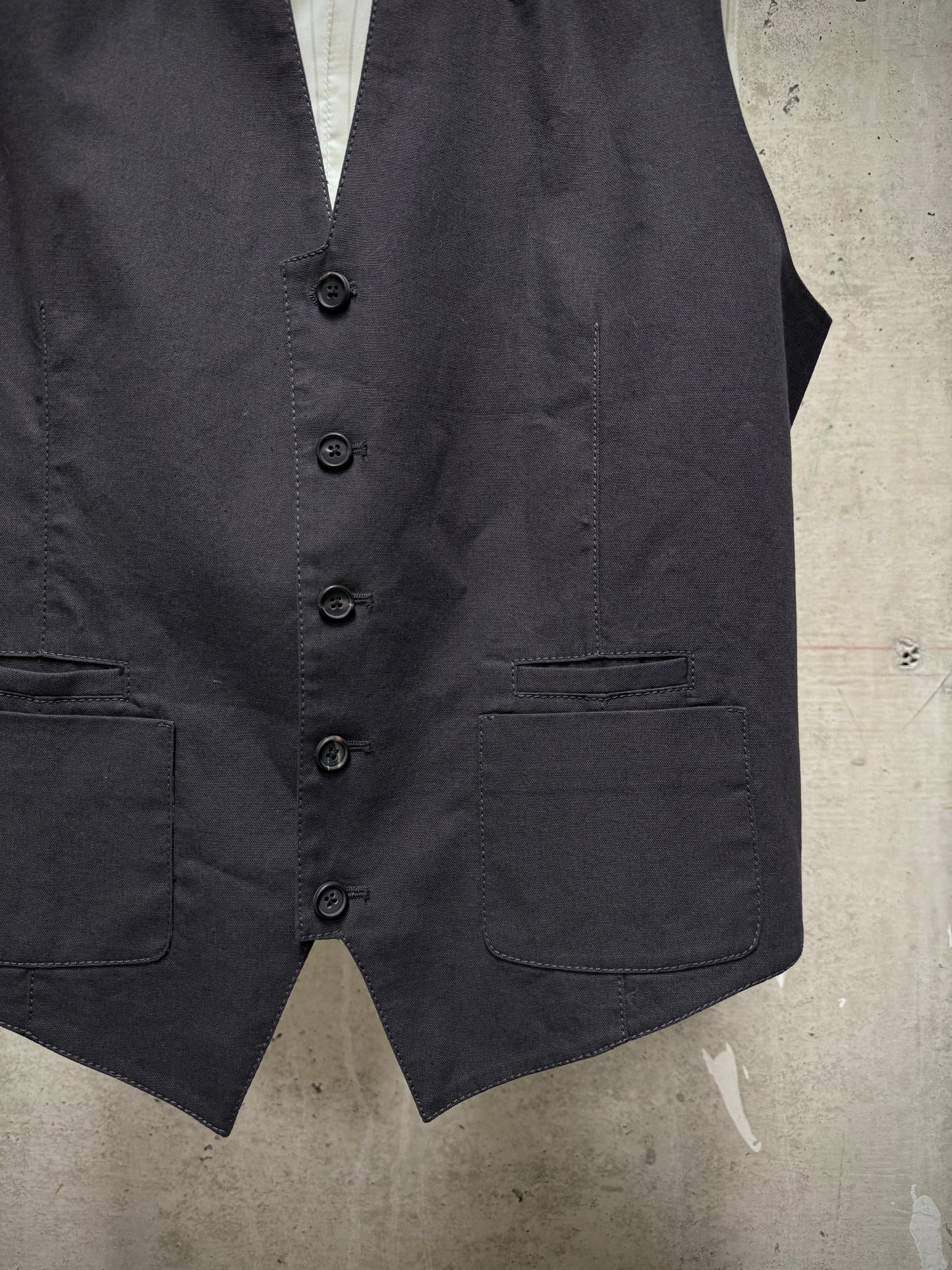 Cloak Early 00s Grey Back Corset Pinstripe Vest