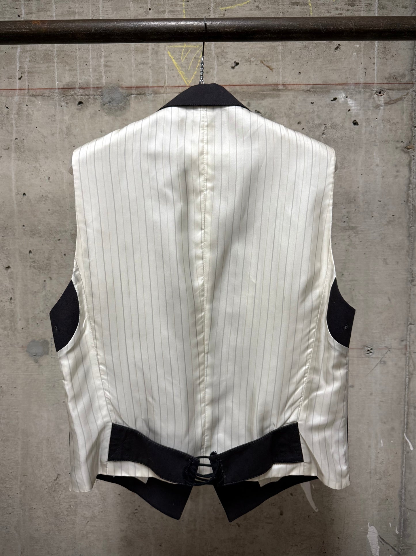 Cloak Early 00s Grey Back Corset Pinstripe Vest