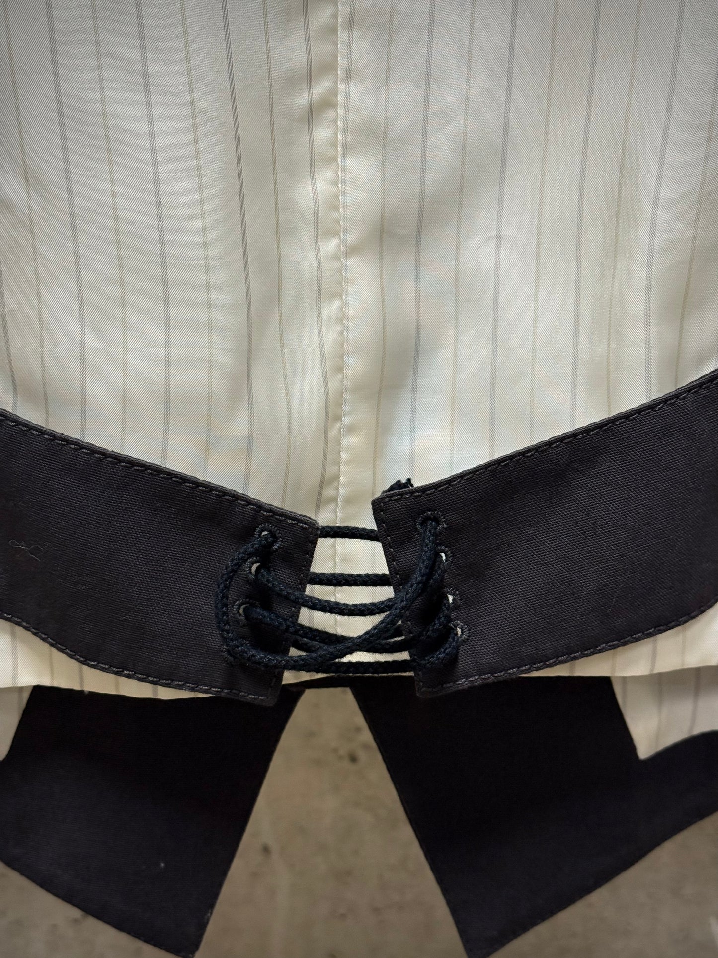 Cloak Early 00s Grey Back Corset Pinstripe Vest