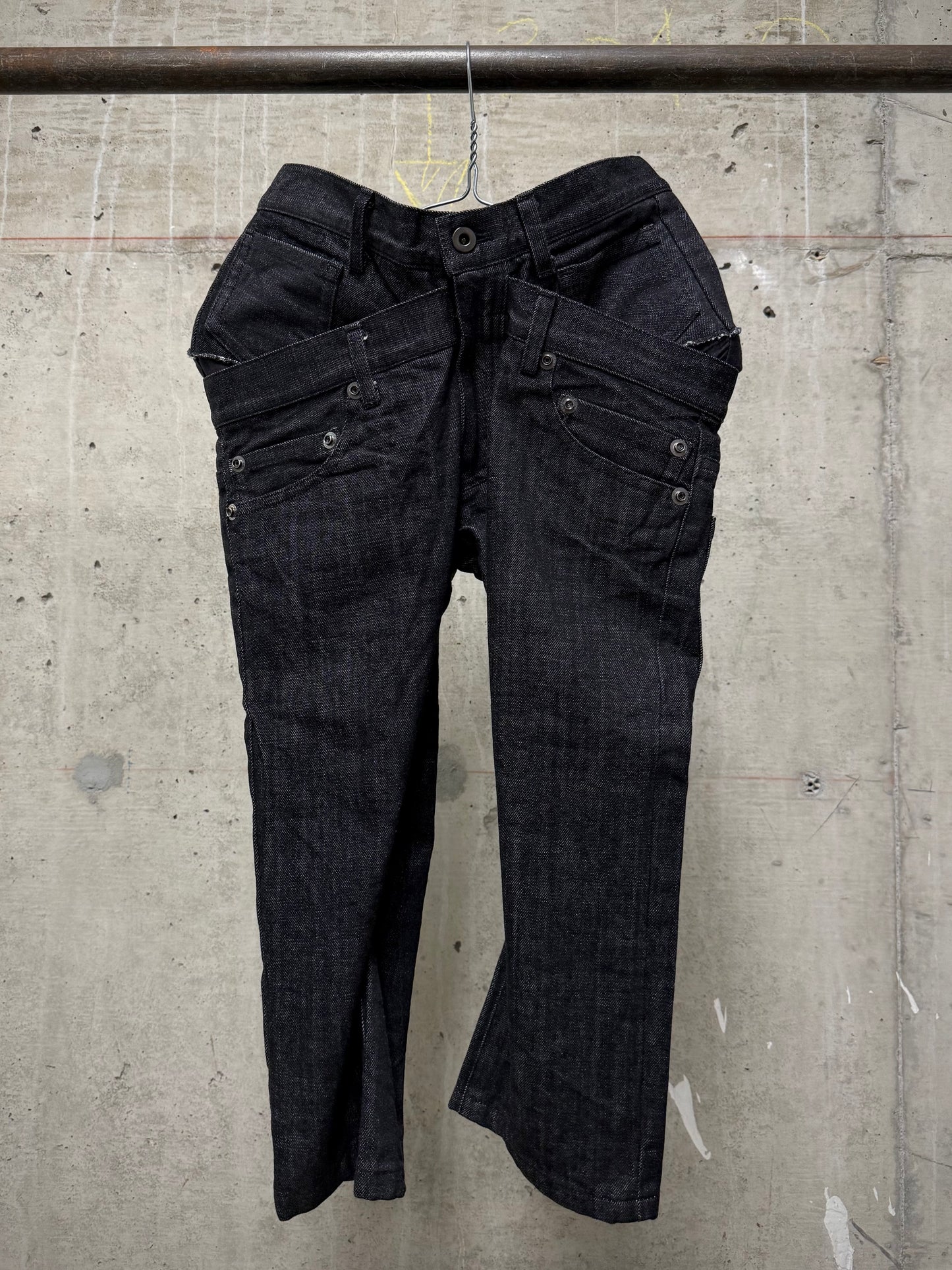 nude:masahiko maruyama Early 00s Deconstructed Double-waisted Cropped Denim
