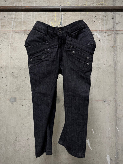 nude:masahiko maruyama Early 00s Deconstructed Double-waisted Cropped Denim
