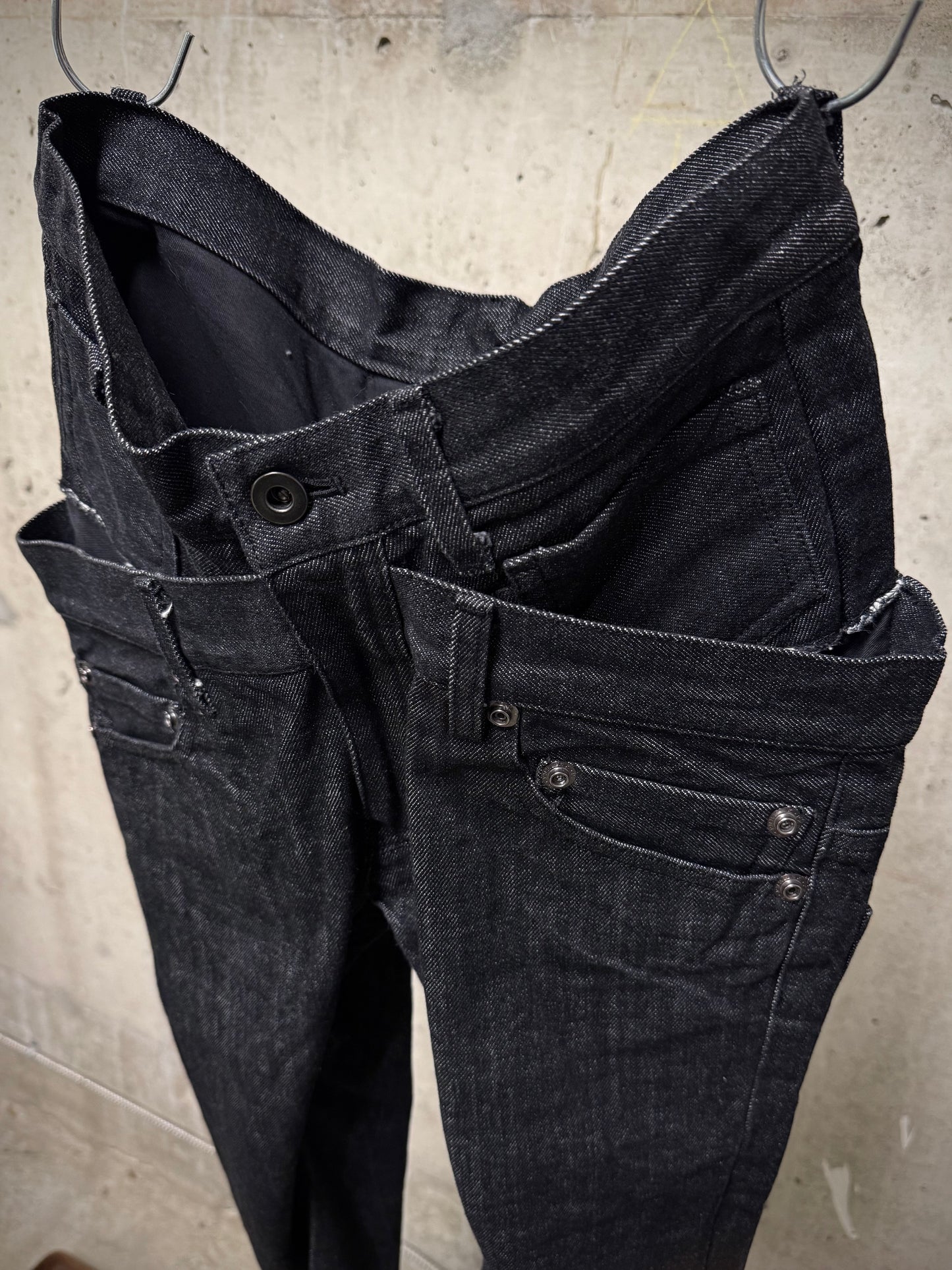 nude:masahiko maruyama Early 00s Deconstructed Double-waisted Cropped Denim