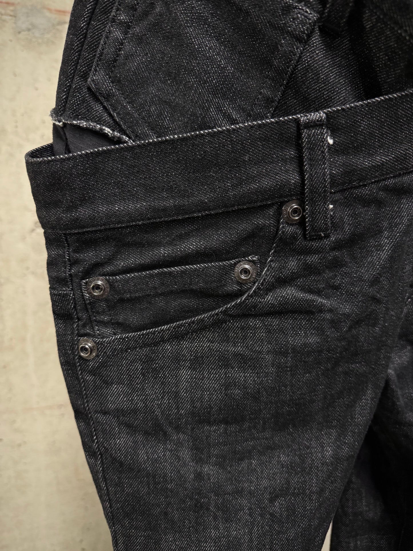 nude:masahiko maruyama Early 00s Deconstructed Double-waisted Cropped Denim