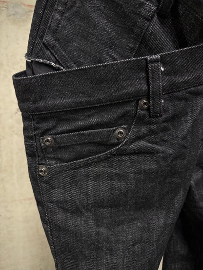 nude:masahiko maruyama Early 00s Deconstructed Double-waisted Cropped Denim