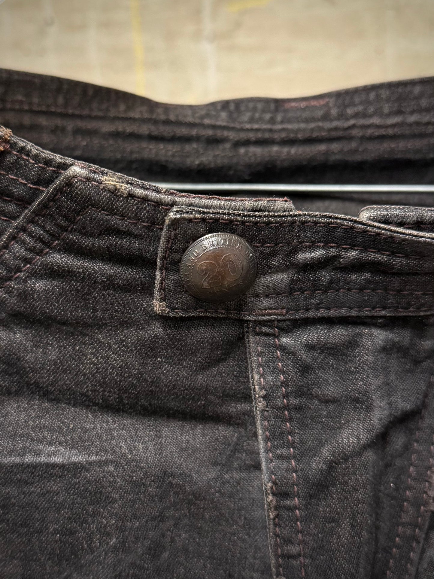 14thAddiction Early 00s Distressed Leather Patchwork Denim Capris