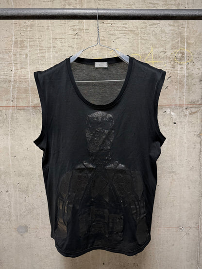 DIOR HOMME by Hedi Slimane SS04 "Strip" Black Vinyl Graphic Print Tank Top