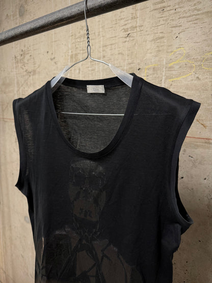DIOR HOMME by Hedi Slimane SS04 "Strip" Black Vinyl Graphic Print Tank Top