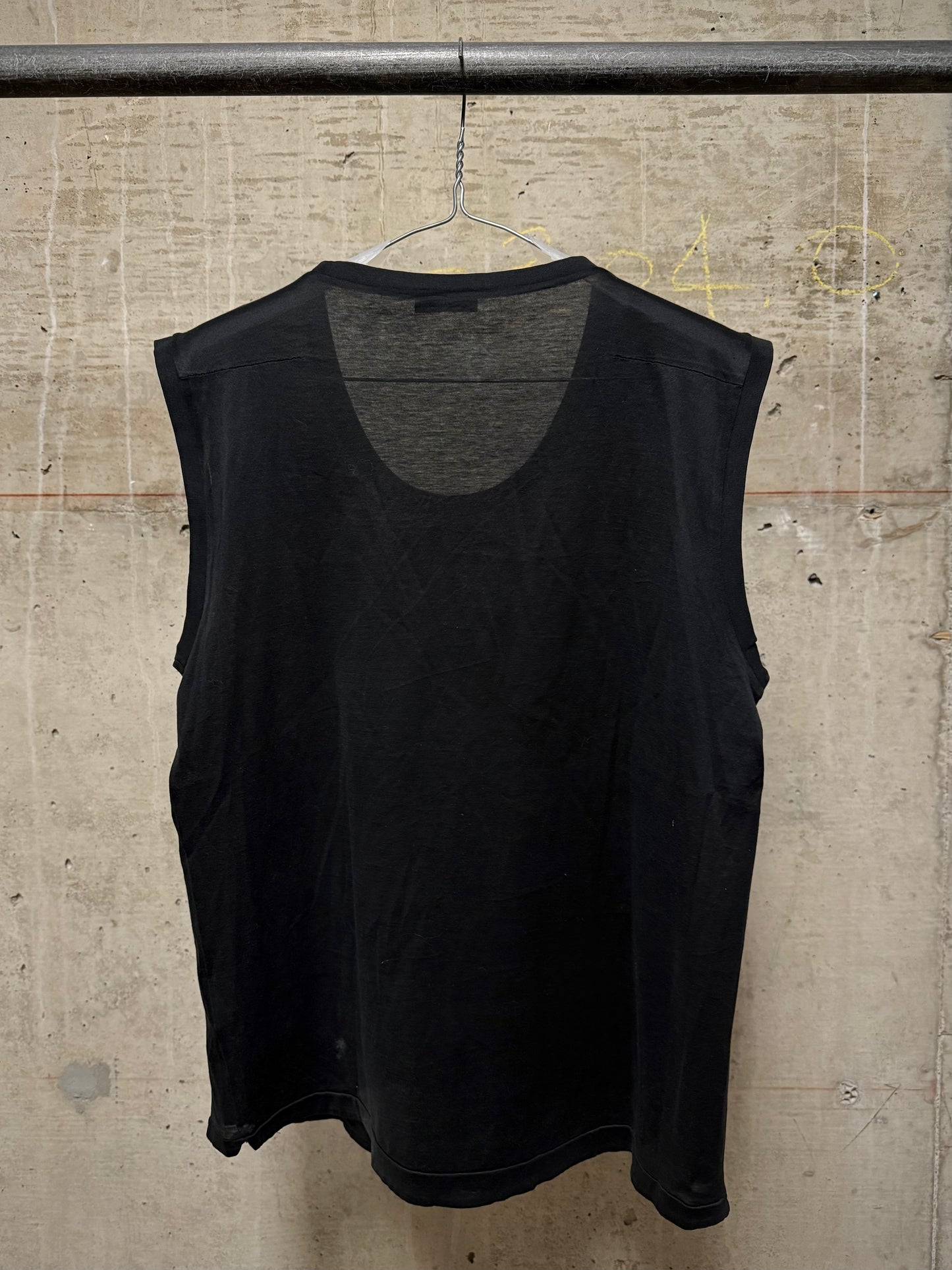 DIOR HOMME by Hedi Slimane SS04 "Strip" Black Vinyl Graphic Print Tank Top