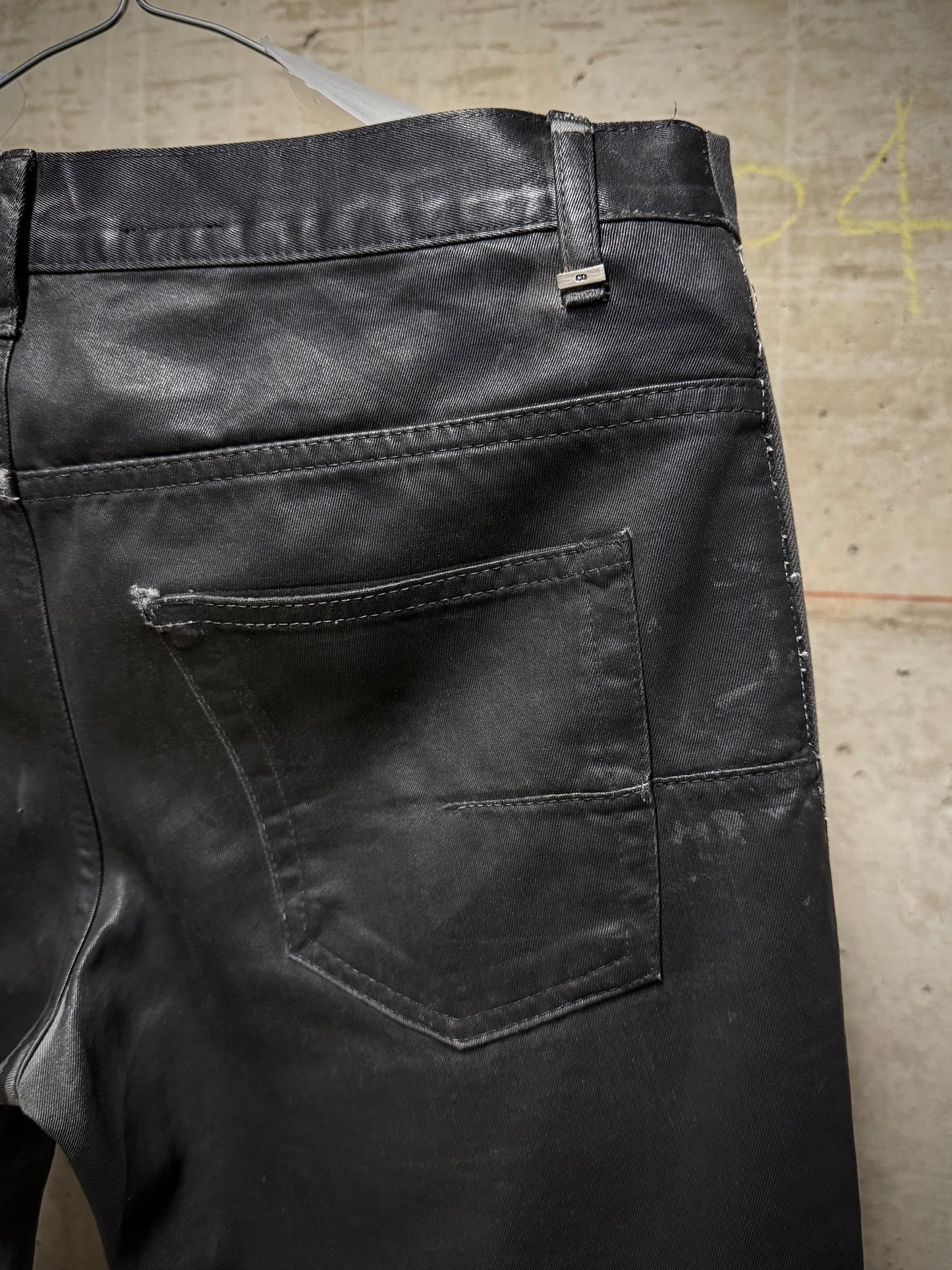 DIOR HOMME by Kris Van Assche AW08 Black Waxed Cotton Skinny Denim