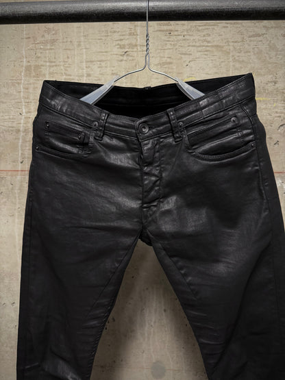 Rick Owens DRKSHDW AW15 "SPHINX" BLACK WAX 'Detroit Cut' Skinny Denim