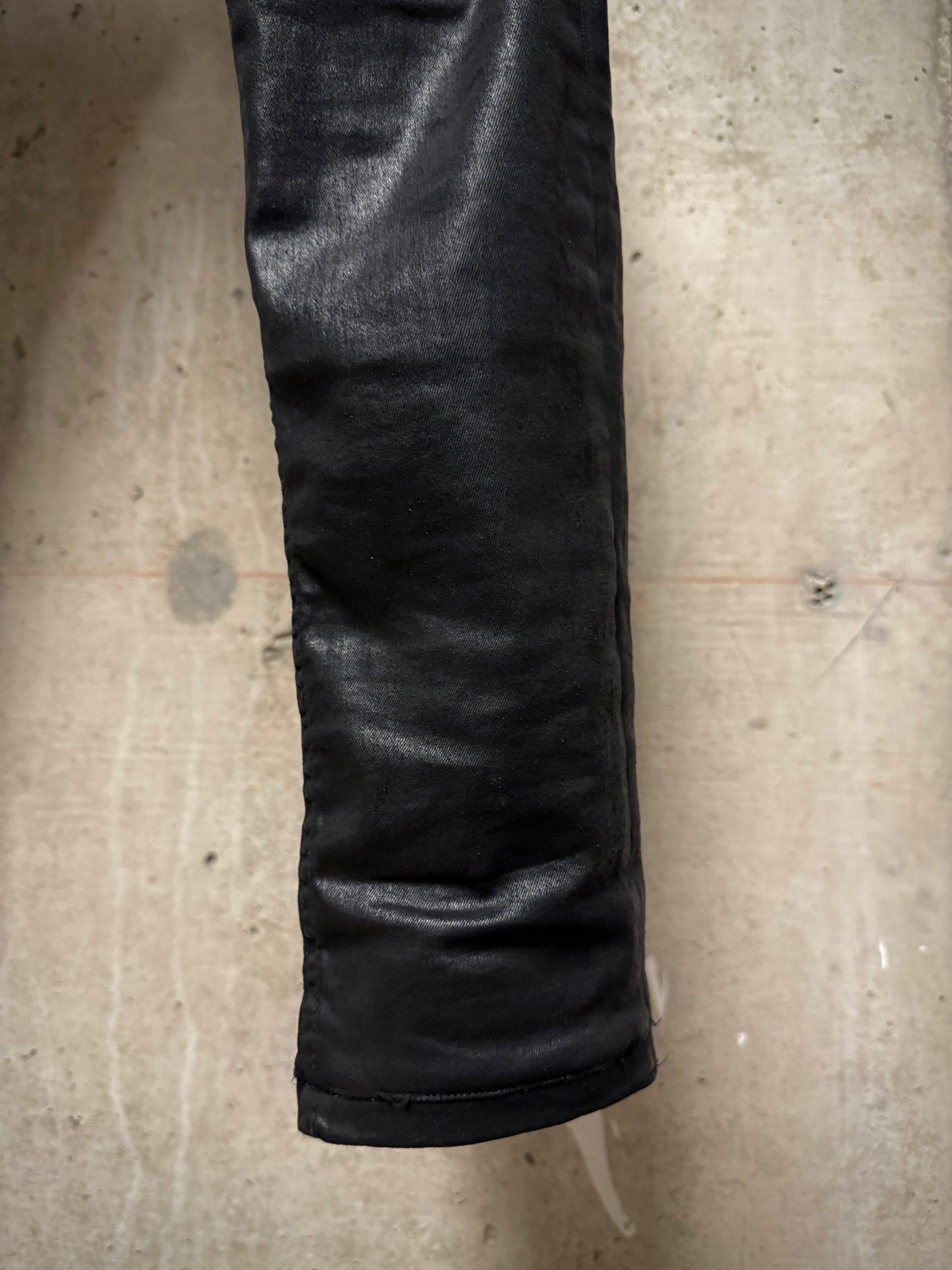 Rick Owens DRKSHDW AW15 "SPHINX" BLACK WAX 'Detroit Cut' Skinny Denim