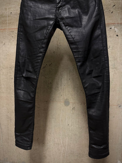 Rick Owens DRKSHDW AW15 "SPHINX" BLACK WAX 'Detroit Cut' Skinny Denim