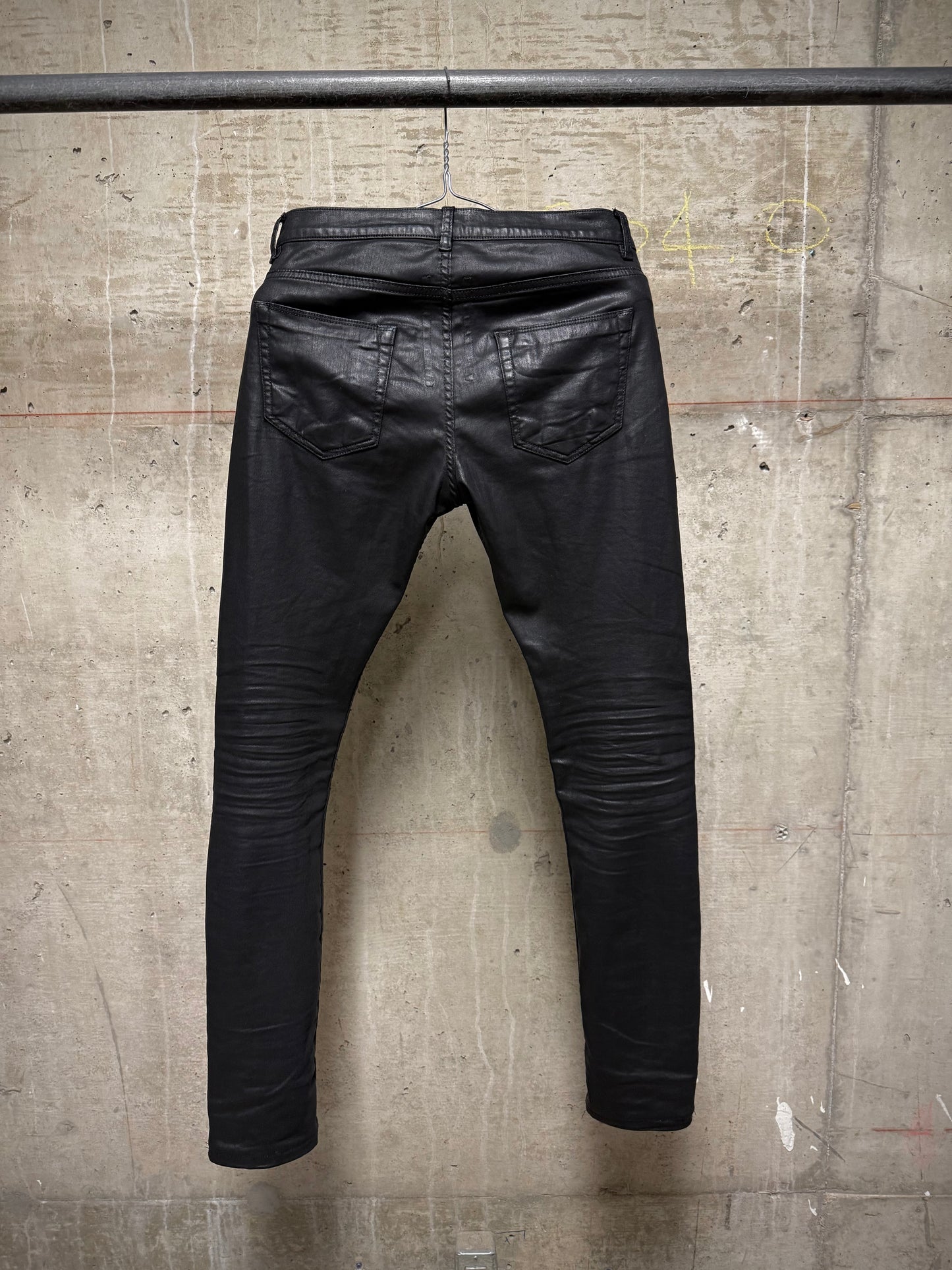 Rick Owens DRKSHDW AW15 "SPHINX" BLACK WAX 'Detroit Cut' Skinny Denim