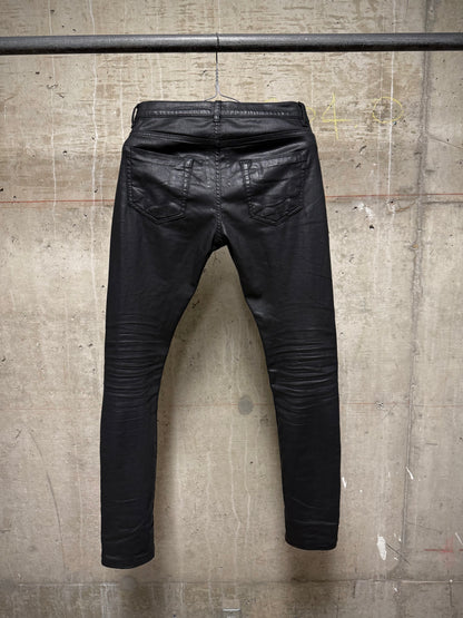 Rick Owens DRKSHDW AW15 "SPHINX" BLACK WAX 'Detroit Cut' Skinny Denim