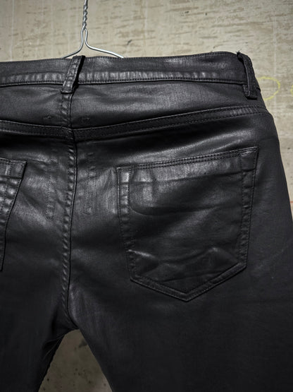 Rick Owens DRKSHDW AW15 "SPHINX" BLACK WAX 'Detroit Cut' Skinny Denim