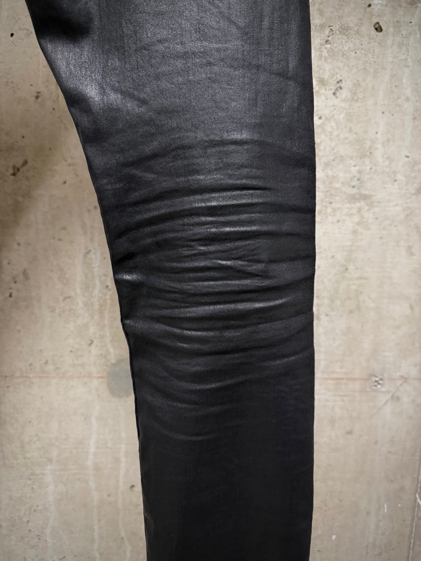 Rick Owens DRKSHDW AW15 "SPHINX" BLACK WAX 'Detroit Cut' Skinny Denim