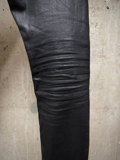 Rick Owens DRKSHDW AW15 "SPHINX" BLACK WAX 'Detroit Cut' Skinny Denim