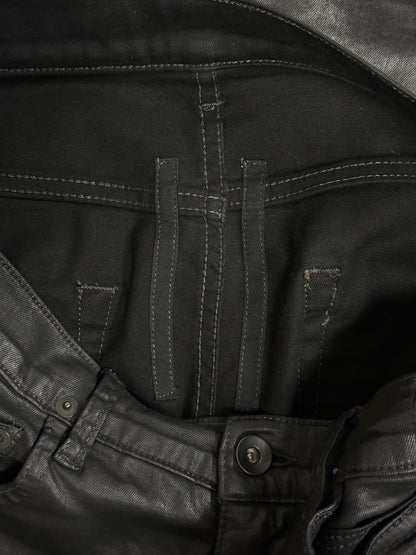 Rick Owens DRKSHDW AW15 "SPHINX" BLACK WAX 'Detroit Cut' Skinny Denim