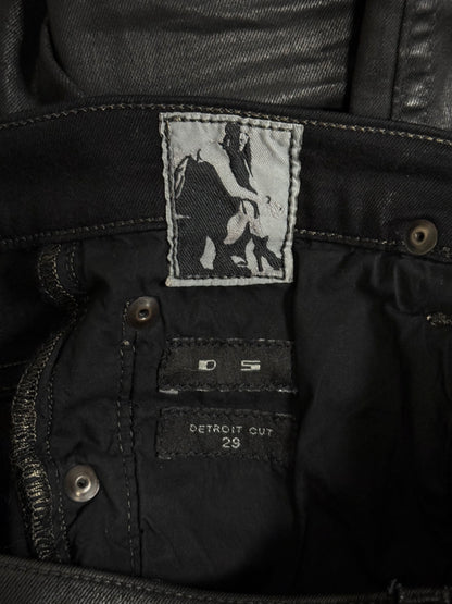 Rick Owens DRKSHDW AW15 "SPHINX" BLACK WAX 'Detroit Cut' Skinny Denim