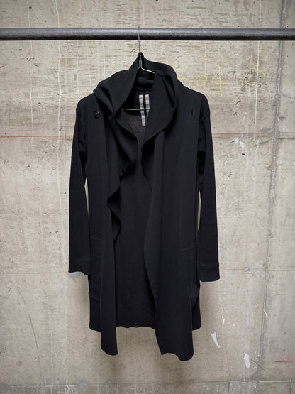 Rick Owens SS15 "FAUN' Hooded Open-Front Cotton Knit Cardigan