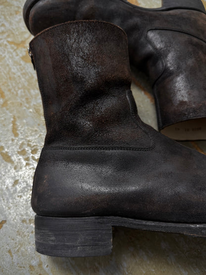 wjk by Jun Hashimoto 00s Dark Brown Reverse Cow Leather Back Zip Boots