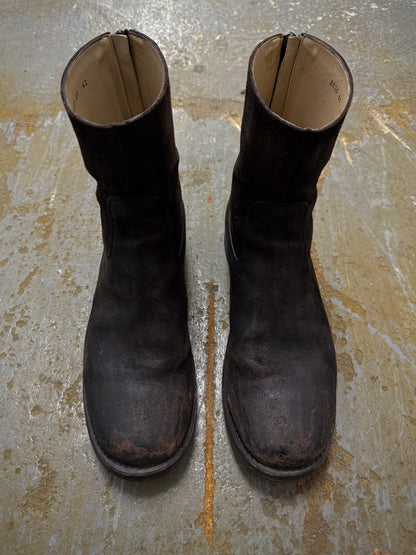 wjk by Jun Hashimoto 00s Dark Brown Reverse Cow Leather Back Zip Boots