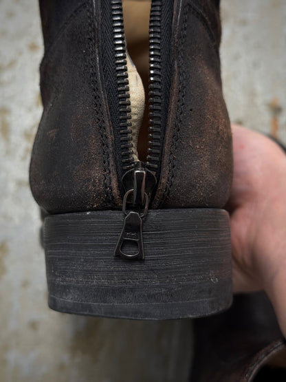 wjk by Jun Hashimoto 00s Dark Brown Reverse Cow Leather Back Zip Boots
