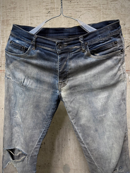 Rick Owens DRKSHDW SS16 "CYCLOPS" DARK DUST Distressed 'Detroit Cut' Skinny Denim