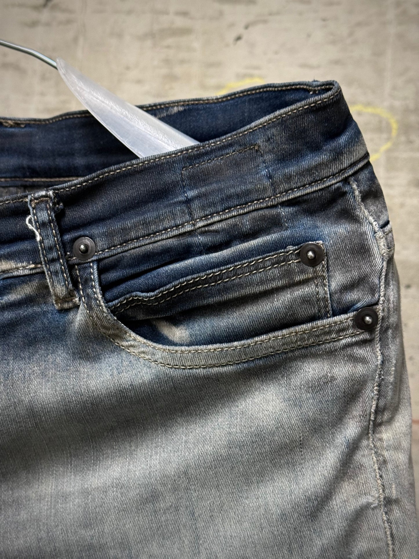 Rick Owens DRKSHDW SS16 "CYCLOPS" DARK DUST Distressed 'Detroit Cut' Skinny Denim