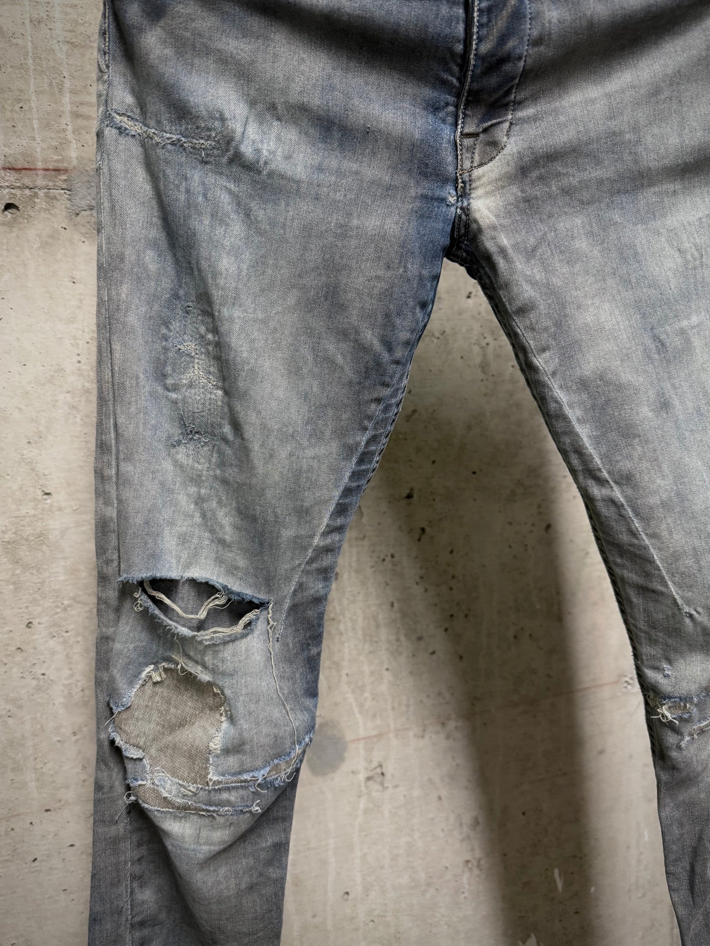 Rick Owens DRKSHDW SS16 "CYCLOPS" DARK DUST Distressed 'Detroit Cut' Skinny Denim