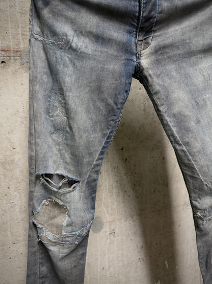 Rick Owens DRKSHDW SS16 "CYCLOPS" DARK DUST Distressed 'Detroit Cut' Skinny Denim