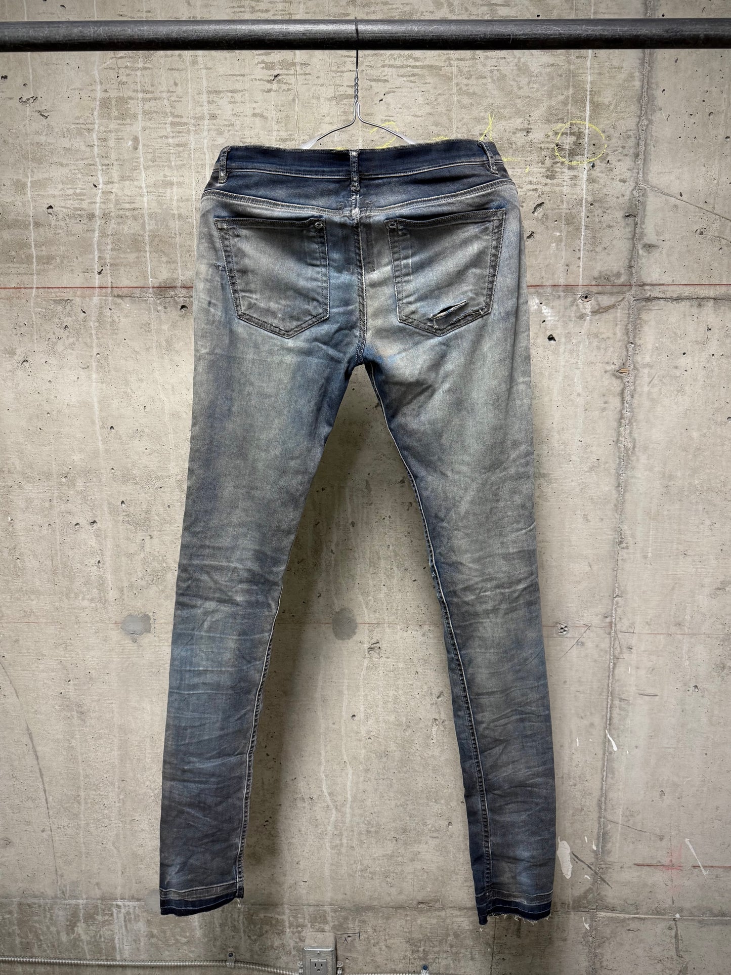 Rick Owens DRKSHDW SS16 "CYCLOPS" DARK DUST Distressed 'Detroit Cut' Skinny Denim