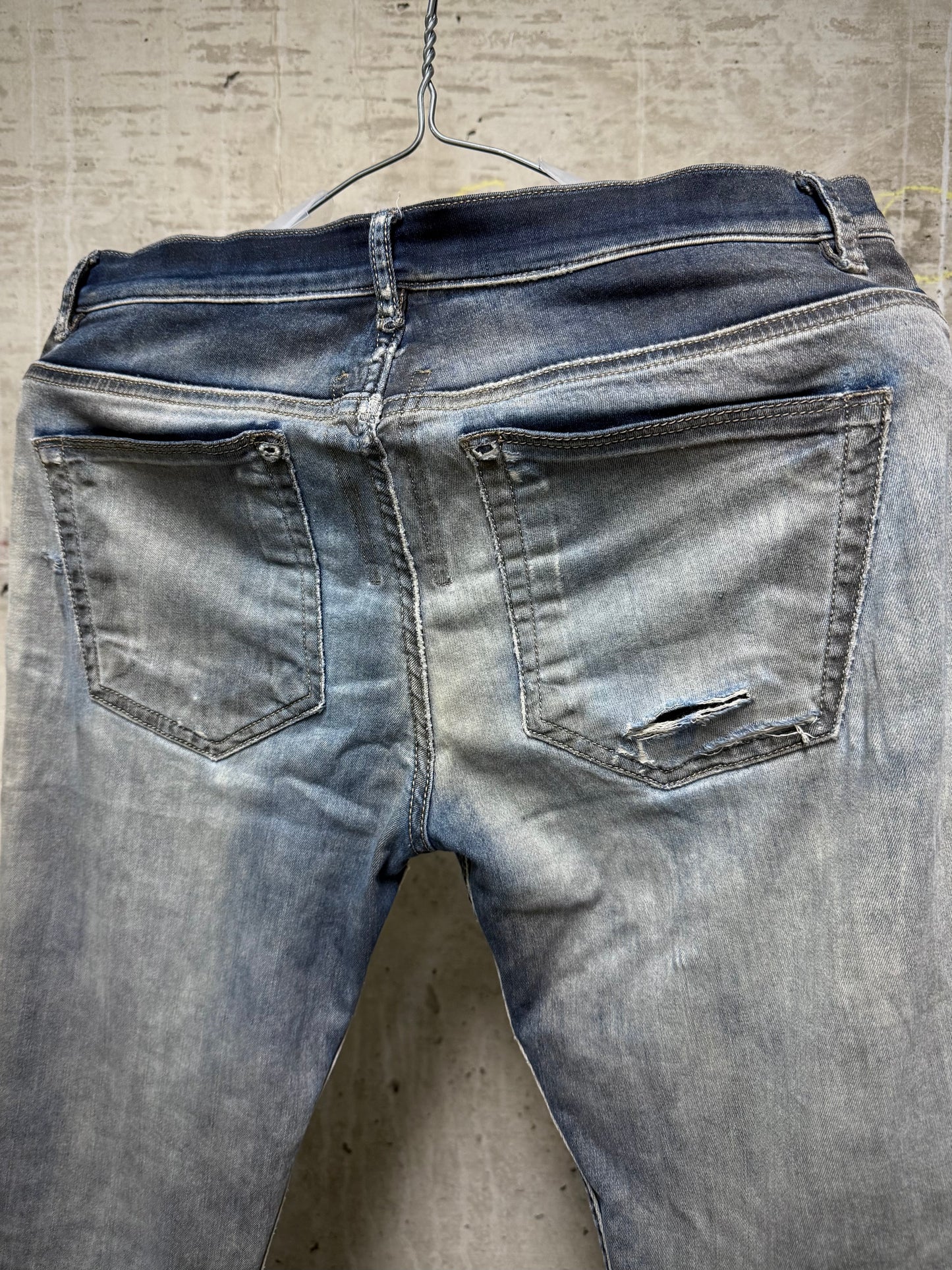 Rick Owens DRKSHDW SS16 "CYCLOPS" DARK DUST Distressed 'Detroit Cut' Skinny Denim