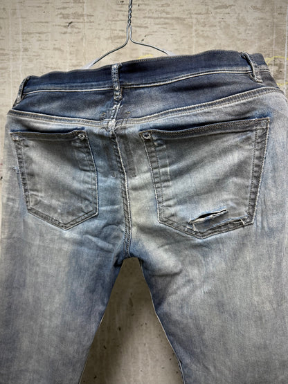 Rick Owens DRKSHDW SS16 "CYCLOPS" DARK DUST Distressed 'Detroit Cut' Skinny Denim
