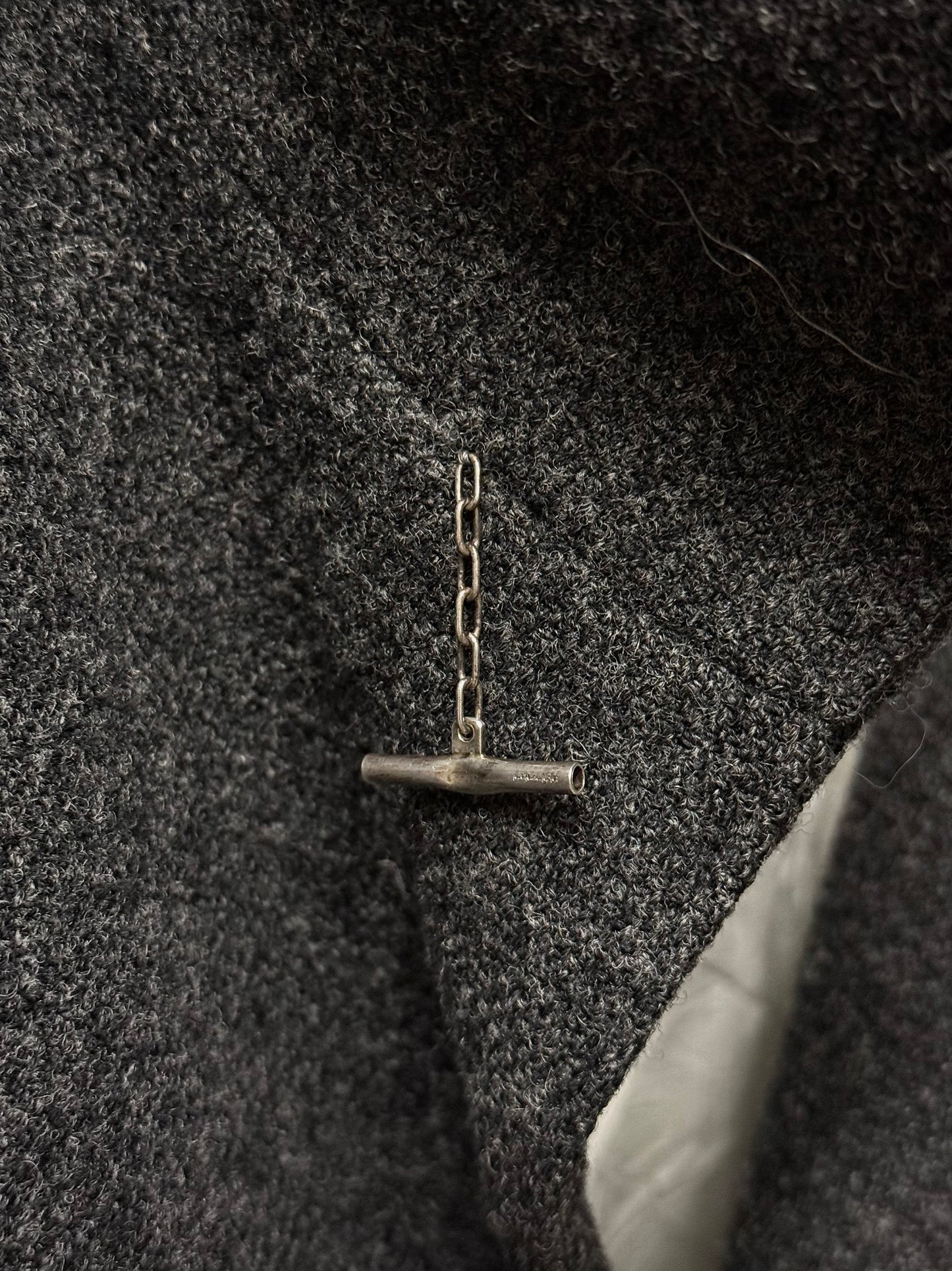 Taichi Murakami Taped Seam Anatomical Cashmere Tweed High Neck Coat