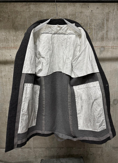Taichi Murakami Taped Seam Anatomical Cashmere Tweed High Neck Coat
