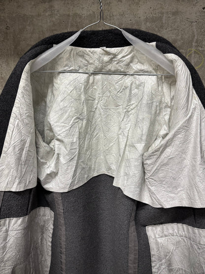 Taichi Murakami Taped Seam Anatomical Cashmere Tweed High Neck Coat